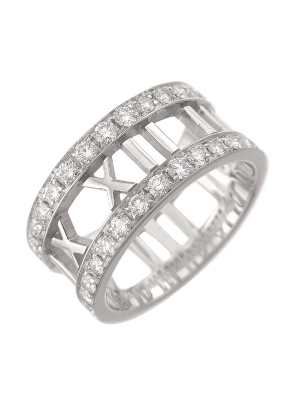 Tiffany & Co Atlas Open Heart Ring Diamond 18k White Gold 750